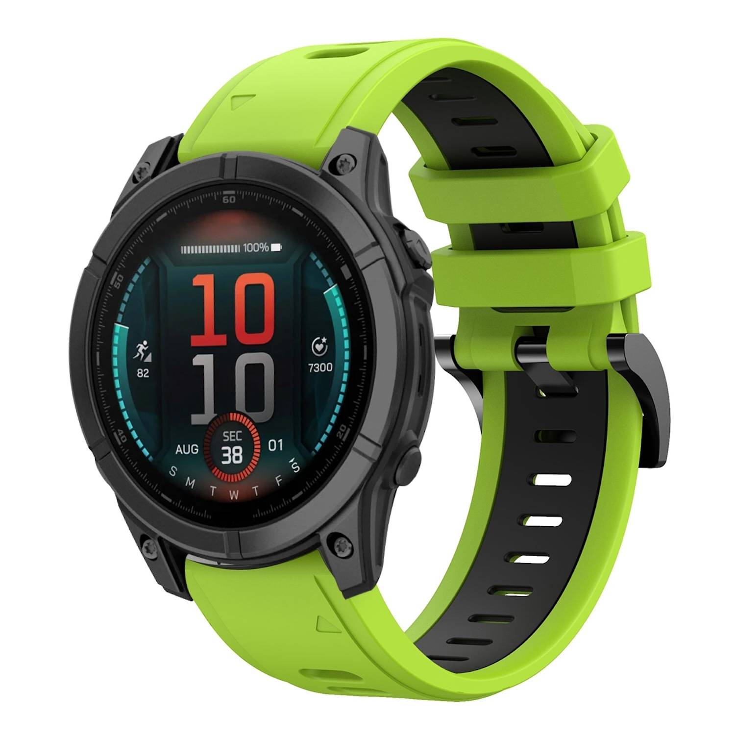 Für Garmin Fenix E 47mm Zweifarbiges Sport Silikon Armband 22mm Hellgrün / Schwarz