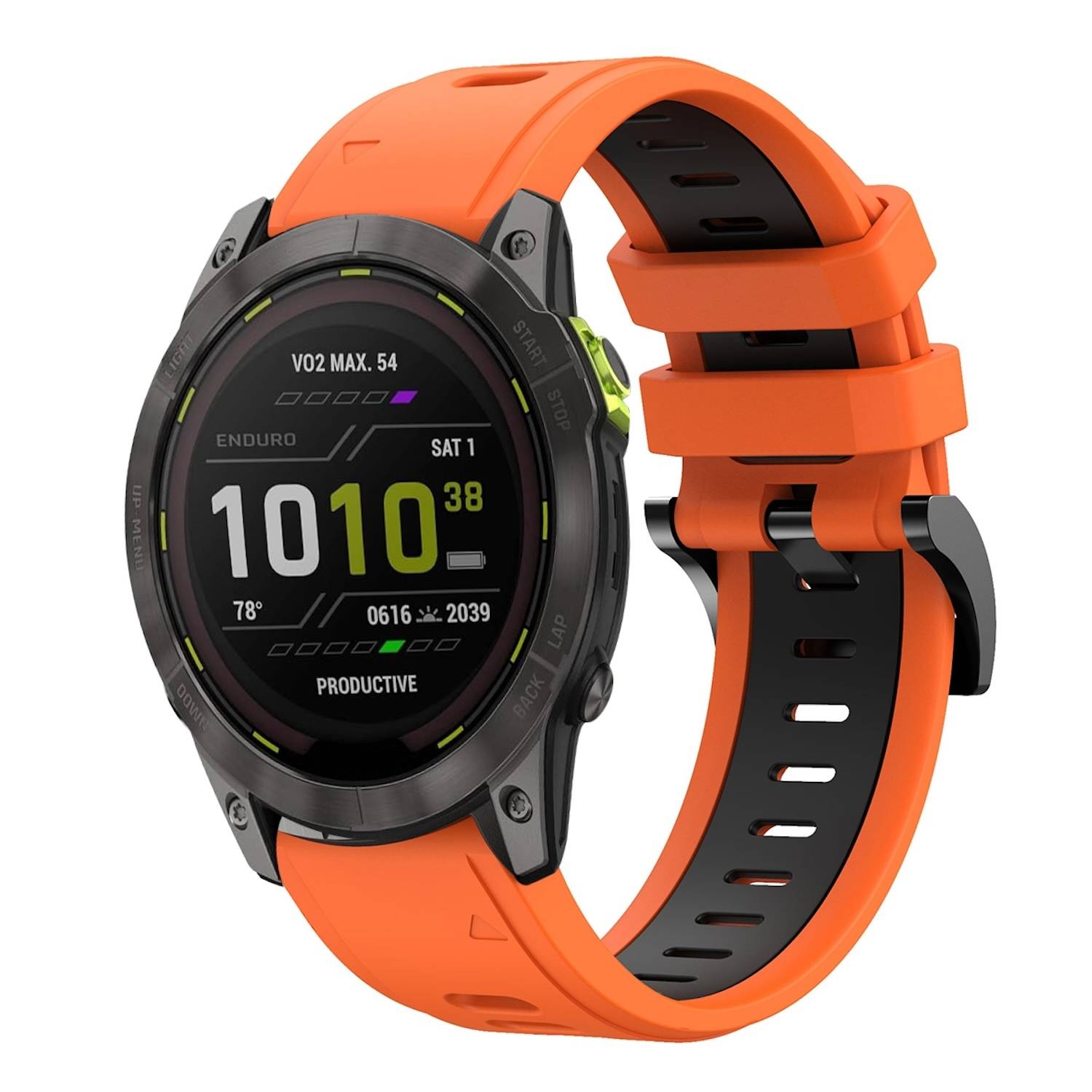 Für Garmin Enduro 3 Zweifarbiges Sport Silikon Armband 26mm Orange / Schwarz