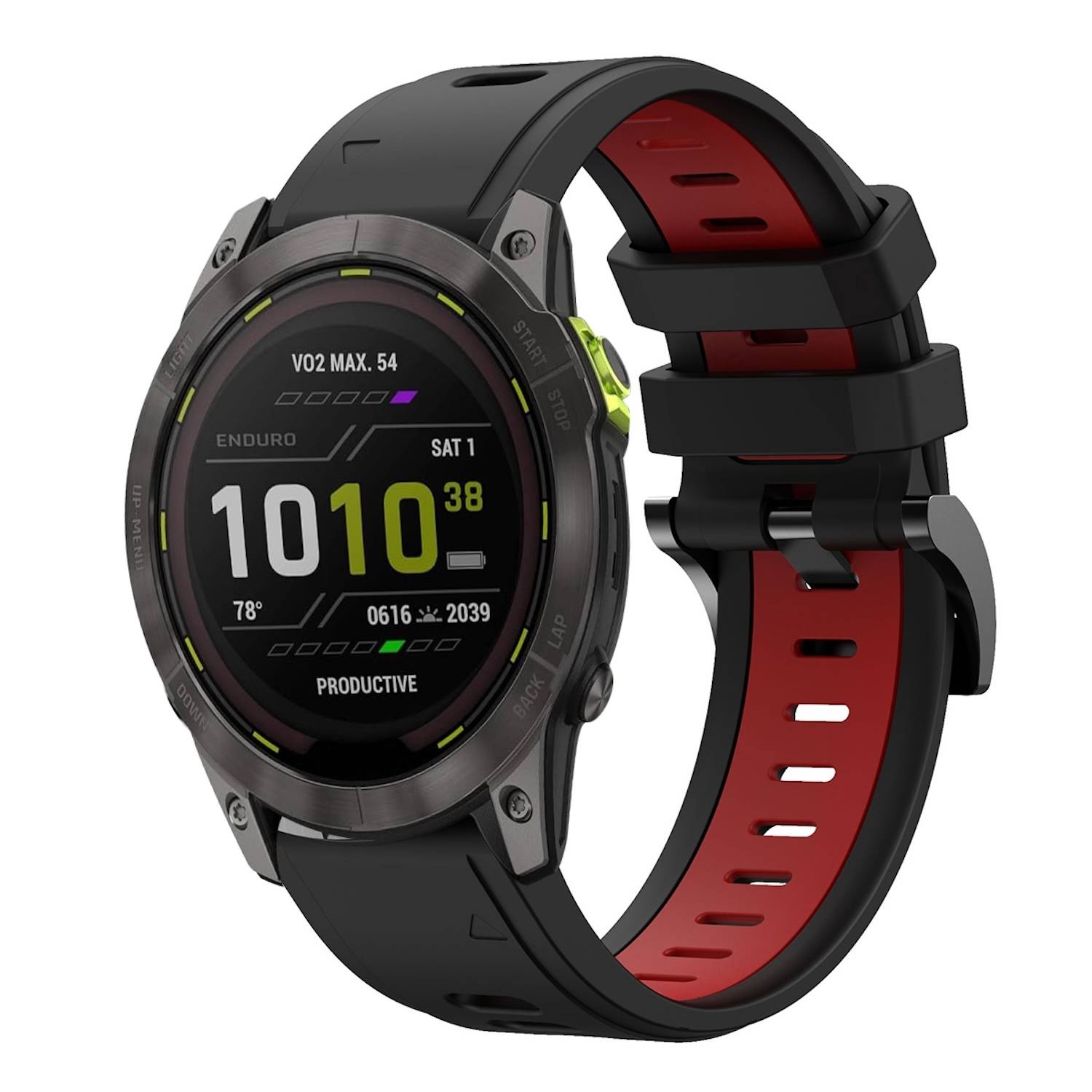 Für Garmin Enduro 3 Zweifarbiges Sport Silikon Armband 26mm Schwarz / Rot