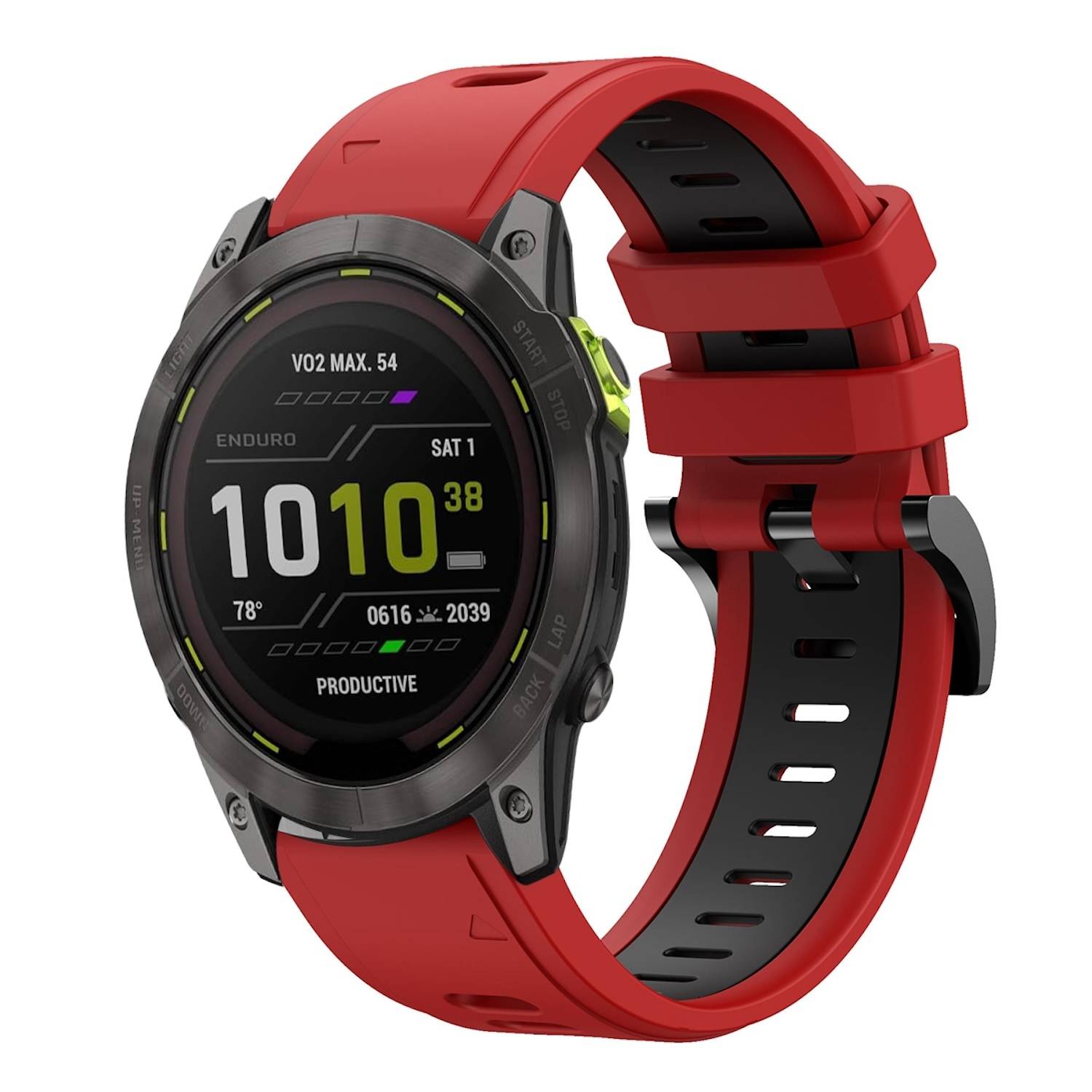 Für Garmin Enduro 3 Zweifarbiges Sport Silikon Armband 26mm Rot / Schwarz