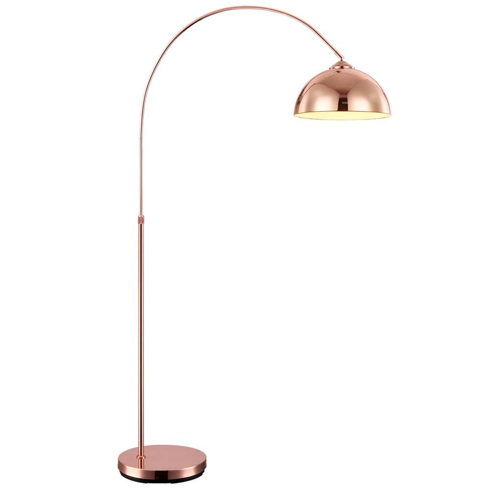 LED Bogen Steh Lampe Stand Leuchte Kupfer-Farbe Beleuchtung Fußtrittschalter Höhenverstellbar Wohn- Schlaf- Ess- Zimmer