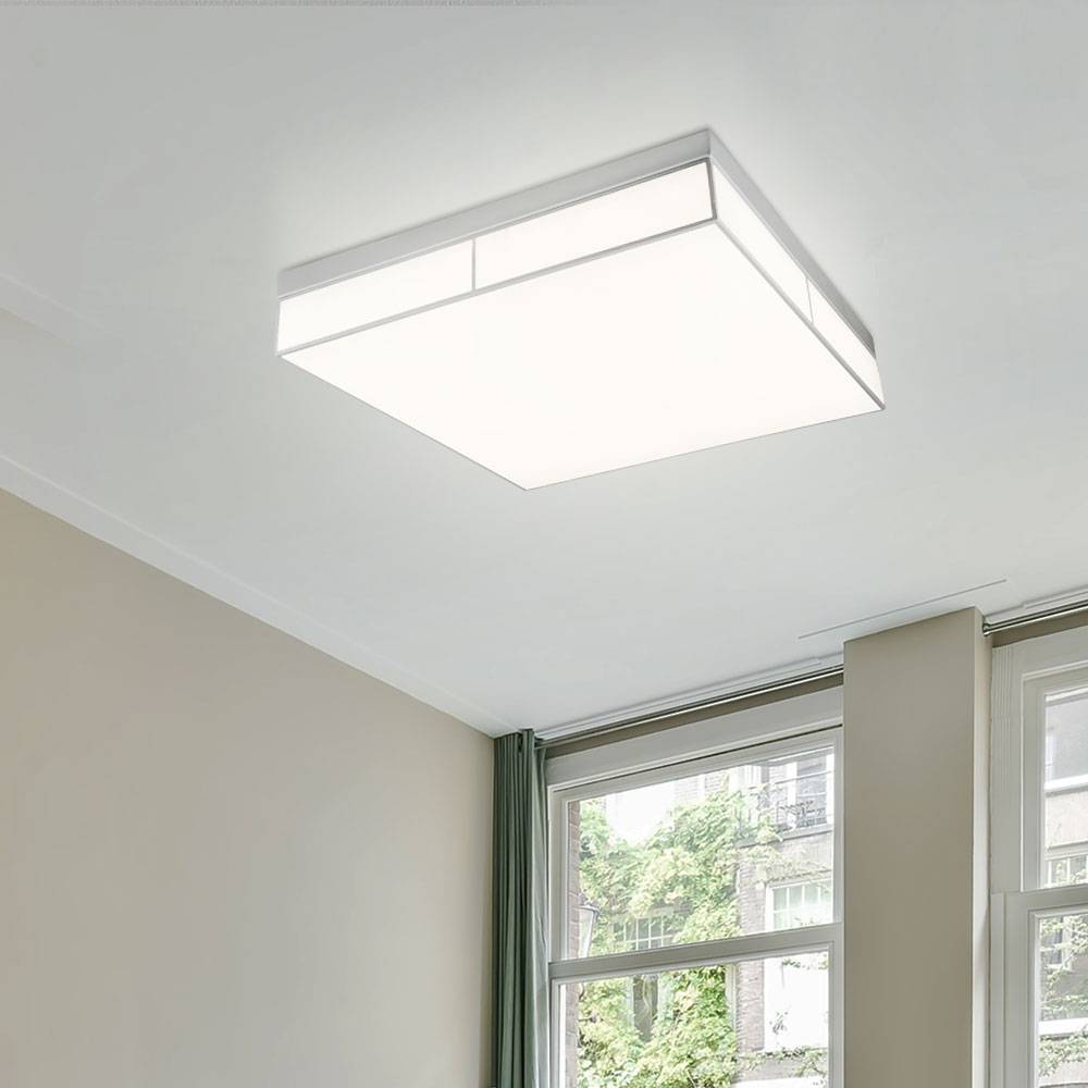 Deckenlampe Deckenleuchte Wohnzimmerlampe Esszimmerleuchte Flurleuchte, dimmbar, Metall weiß, LED 36W 2200Lm warmweiß, LxBxH 60x60x12cm