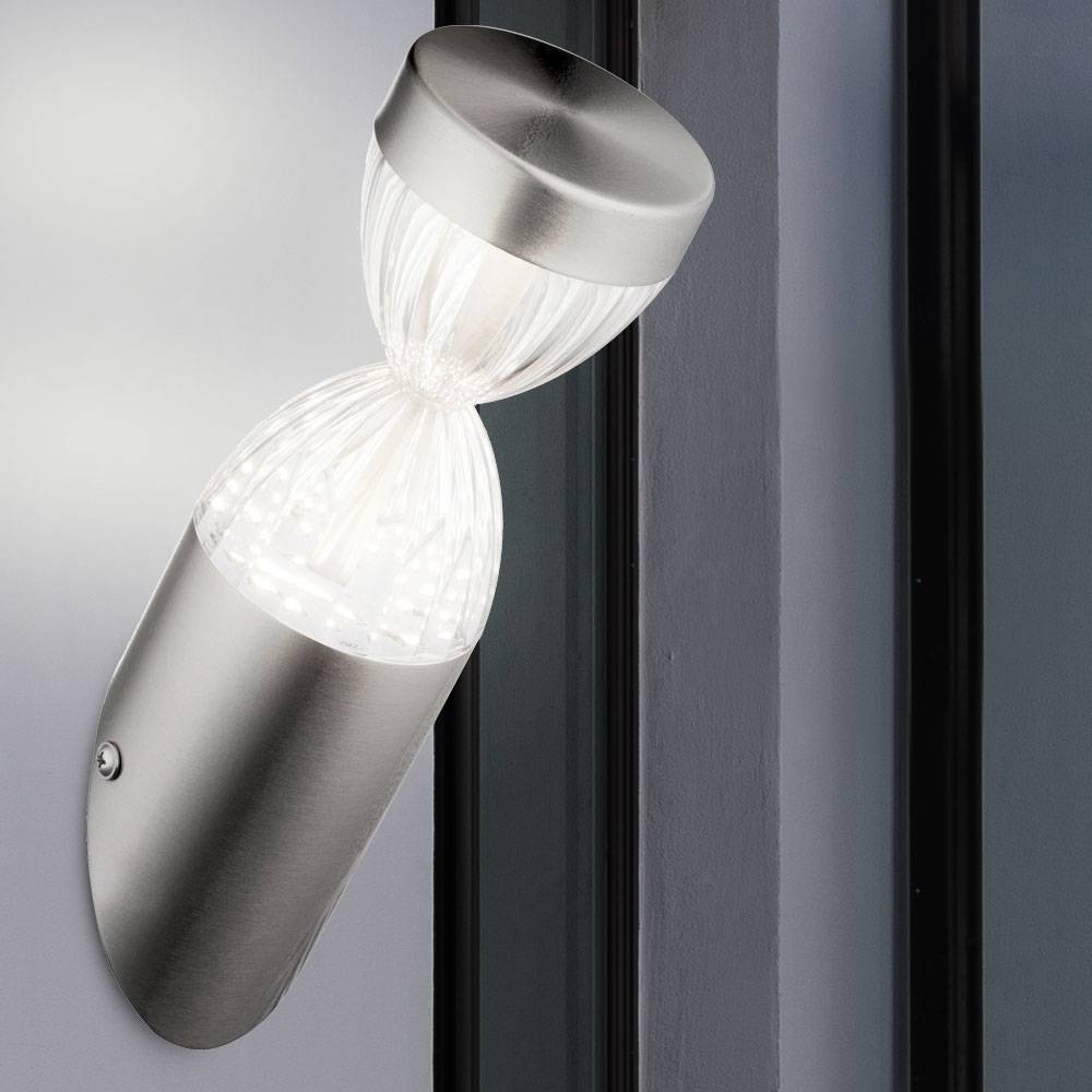 LED Wandlampe Fackelleuchte silber Fassadenlampe Haustürleuchte Gartenlampe, 11W 750lm warmweiß, DxH 7,6 x 26,5 cm, 2er Set