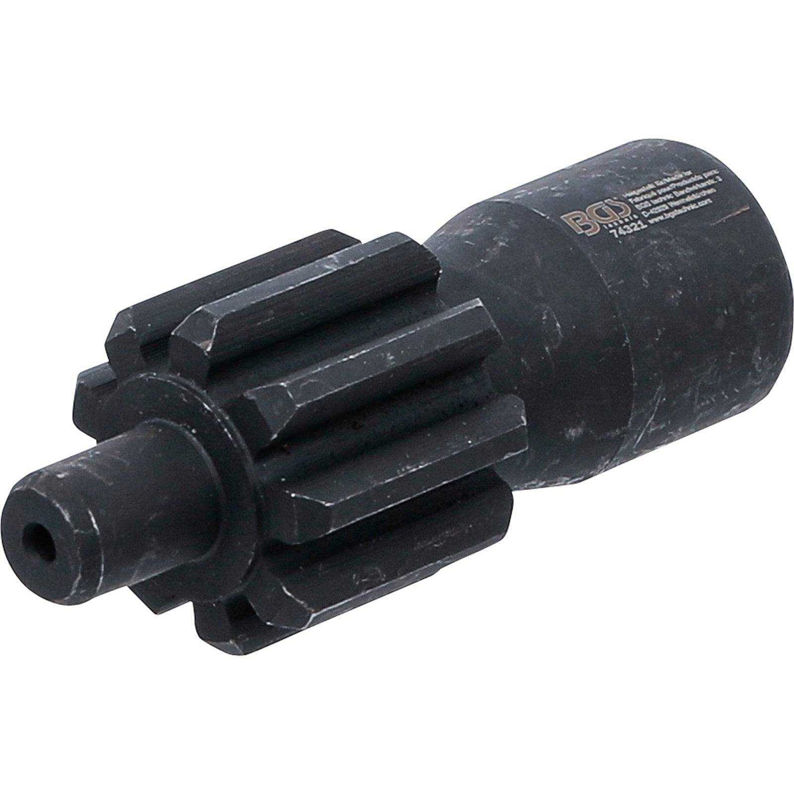 Ein schwarzer, zylindrischer Spannungsprüfer mit einer gerillten Griffpartie und einer spitzen Spitze, der zum Testen elektrischer Verbindungen verwendet wird.