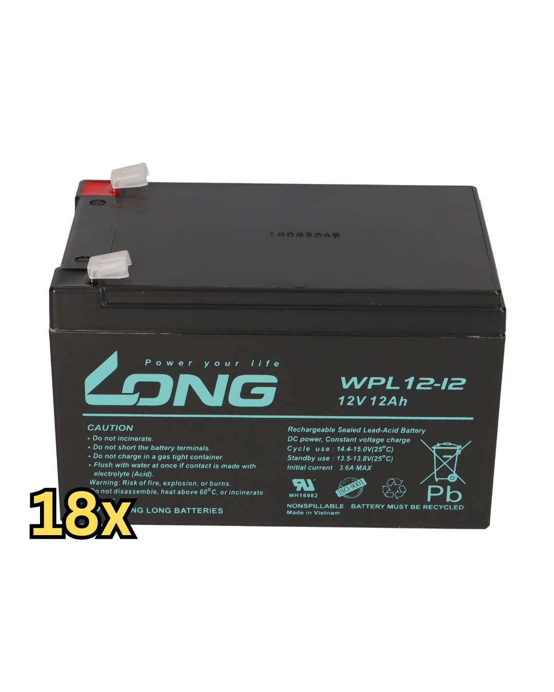 18x USV Akku WPL12-12 12V 12Ah