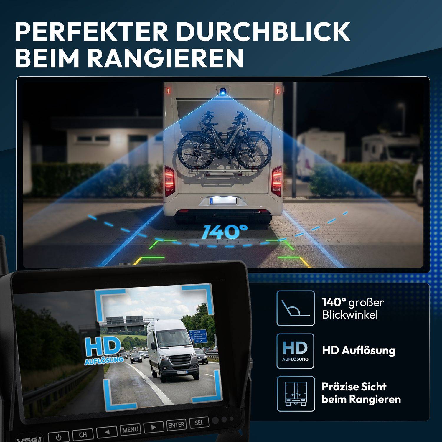 VSG24 7" FUNK-Set ELEMENT WIRED HD | Wohnmobil & LKW bis 21 Meter RVS-24671