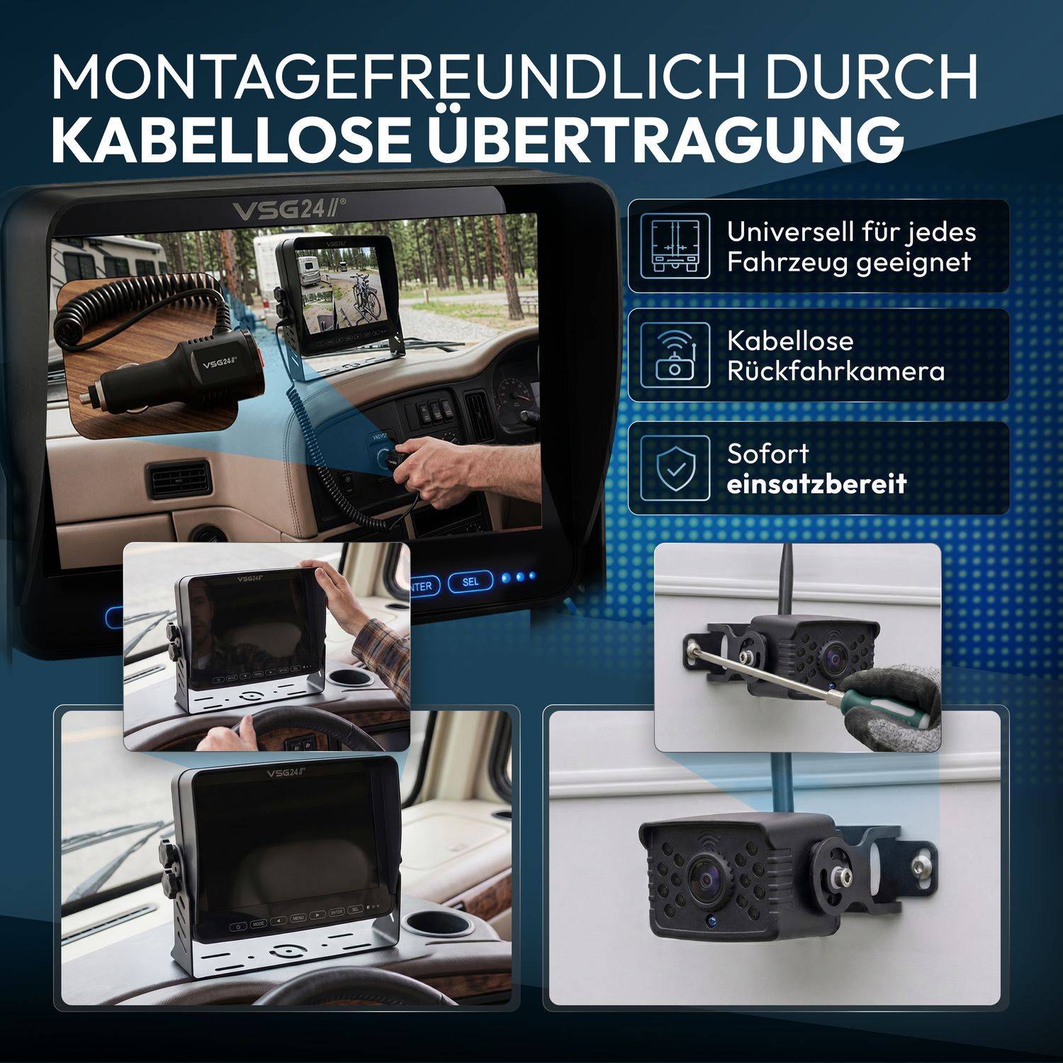 VSG24 10" FUNK-Set ELEMENT WIRED HD | Wohnmobil & LKW bis 21 Meter RVS-24675