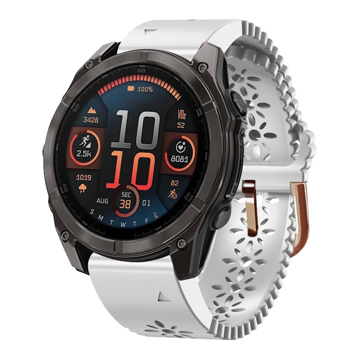 Für Garmin Fenix 8 AMOLED 43mm Spitzen Design Atmungsaktives 20mm Silikonarmband Weiß