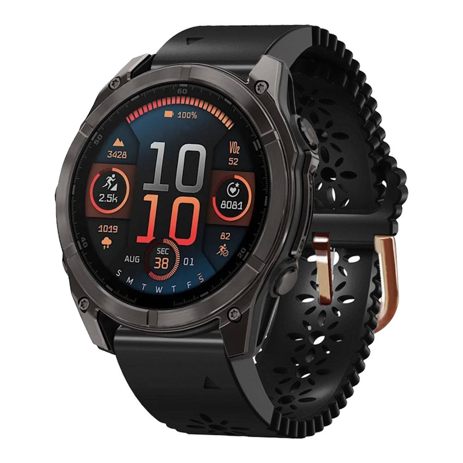 Für Garmin Fenix 8 AMOLED 43mm Spitzen Design Atmungsaktives 20mm Silikonarmband Schwarz