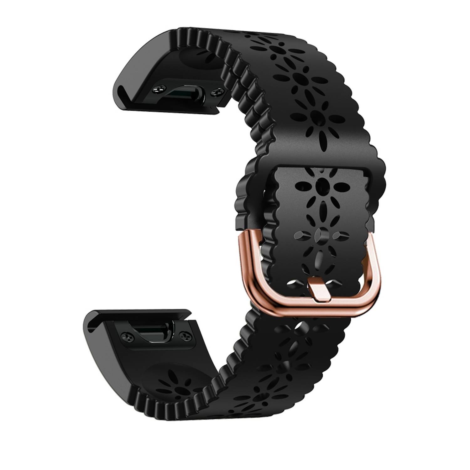 Für Garmin Fenix 8 AMOLED 43mm Spitzen Design Atmungsaktives 20mm Silikonarmband Schwarz