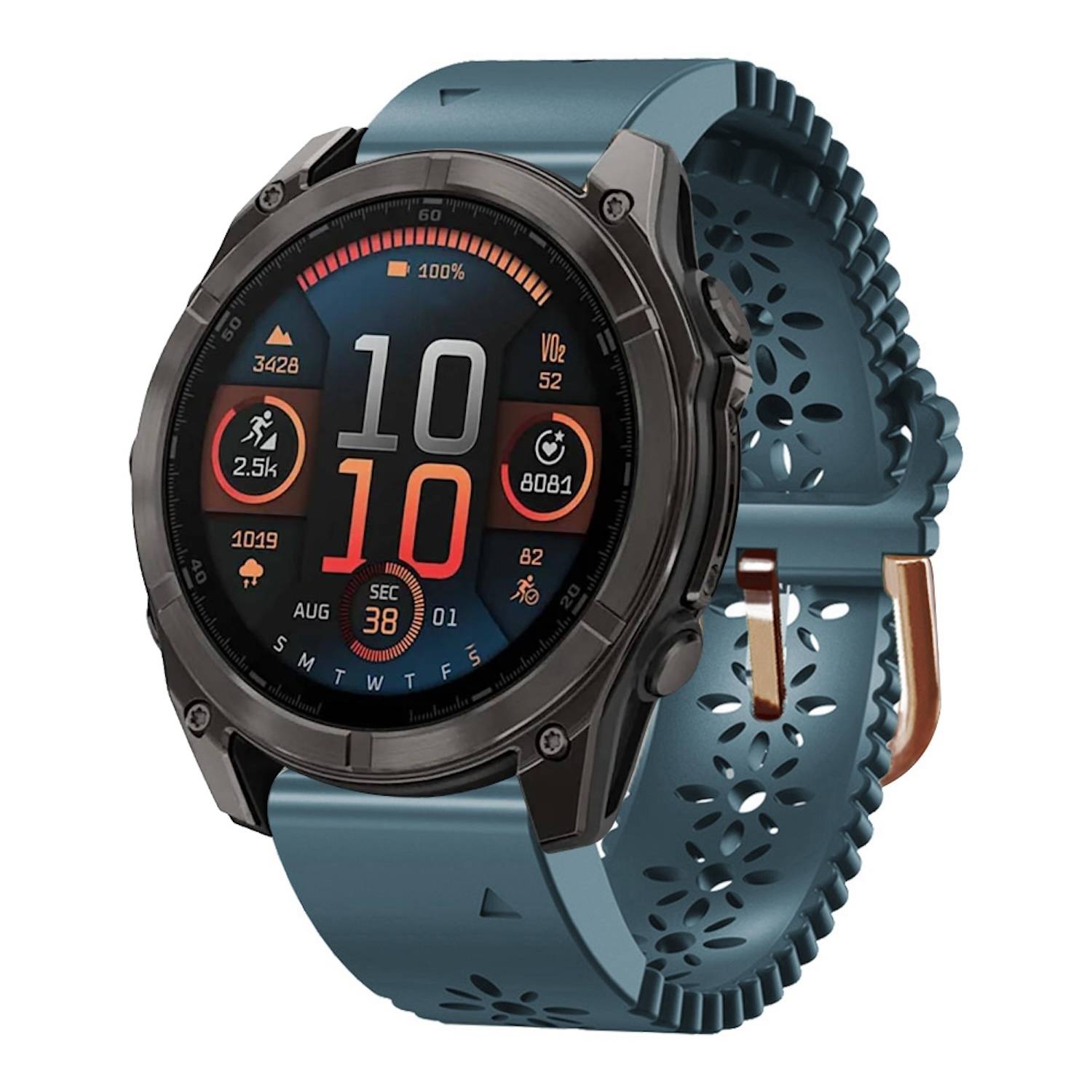 Für Garmin Fenix 8 AMOLED 43mm Spitzen Design Atmungsaktives 20mm Silikonarmband Dunkelblau