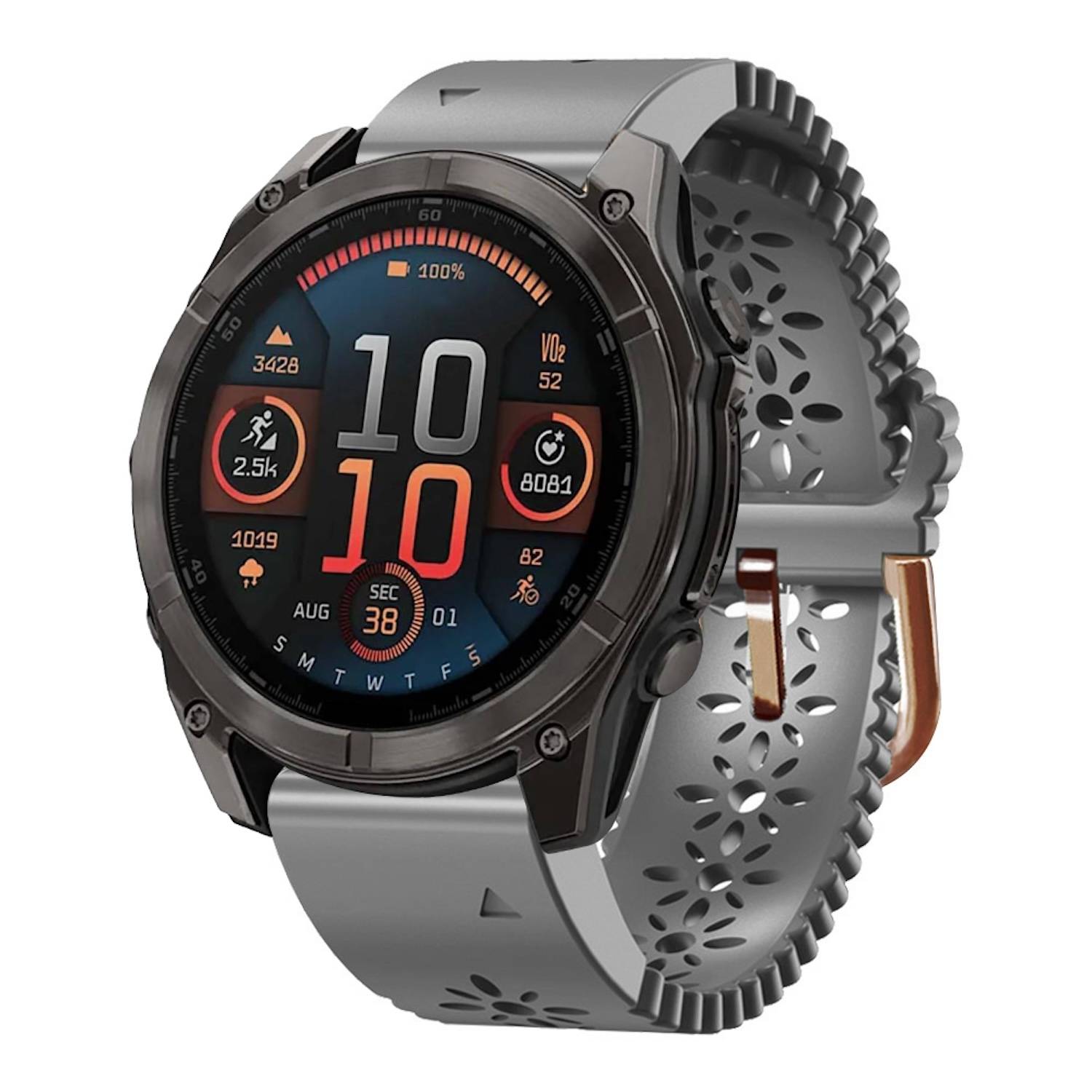 Für Garmin Fenix 8 AMOLED 43mm Spitzen Design Atmungsaktives 20mm Silikonarmband Grau