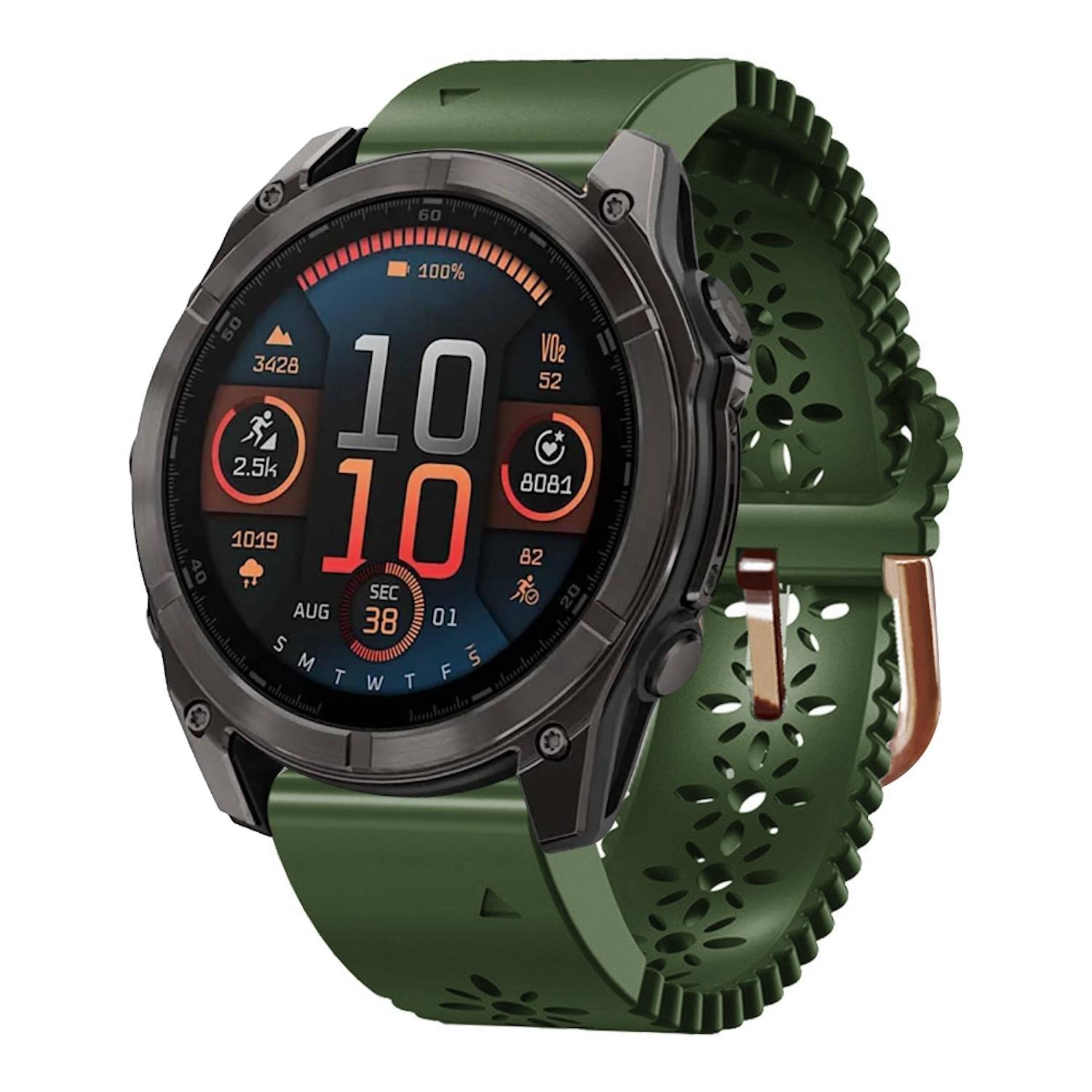 Für Garmin Fenix 8 AMOLED 43mm Spitzen Design Atmungsaktives 20mm Silikonarmband Dunkelgrün