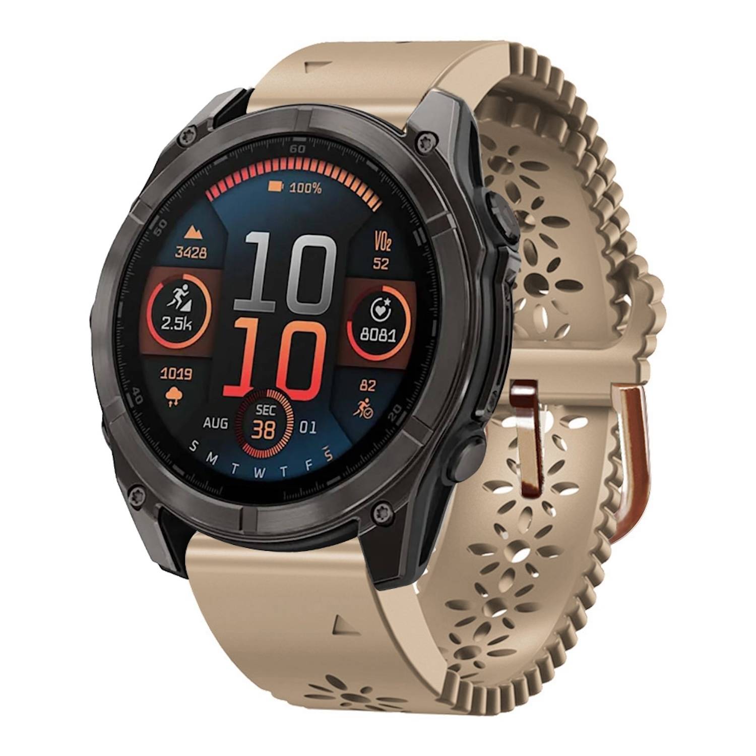 Für Garmin Fenix 8 AMOLED 43mm Spitzen Design Atmungsaktives 20mm Silikonarmband Braun