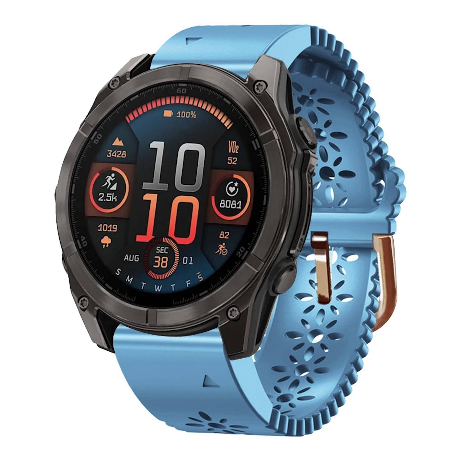 Für Garmin Fenix 8 AMOLED 43mm Spitzen Design Atmungsaktives 20mm Silikonarmband Hellblau