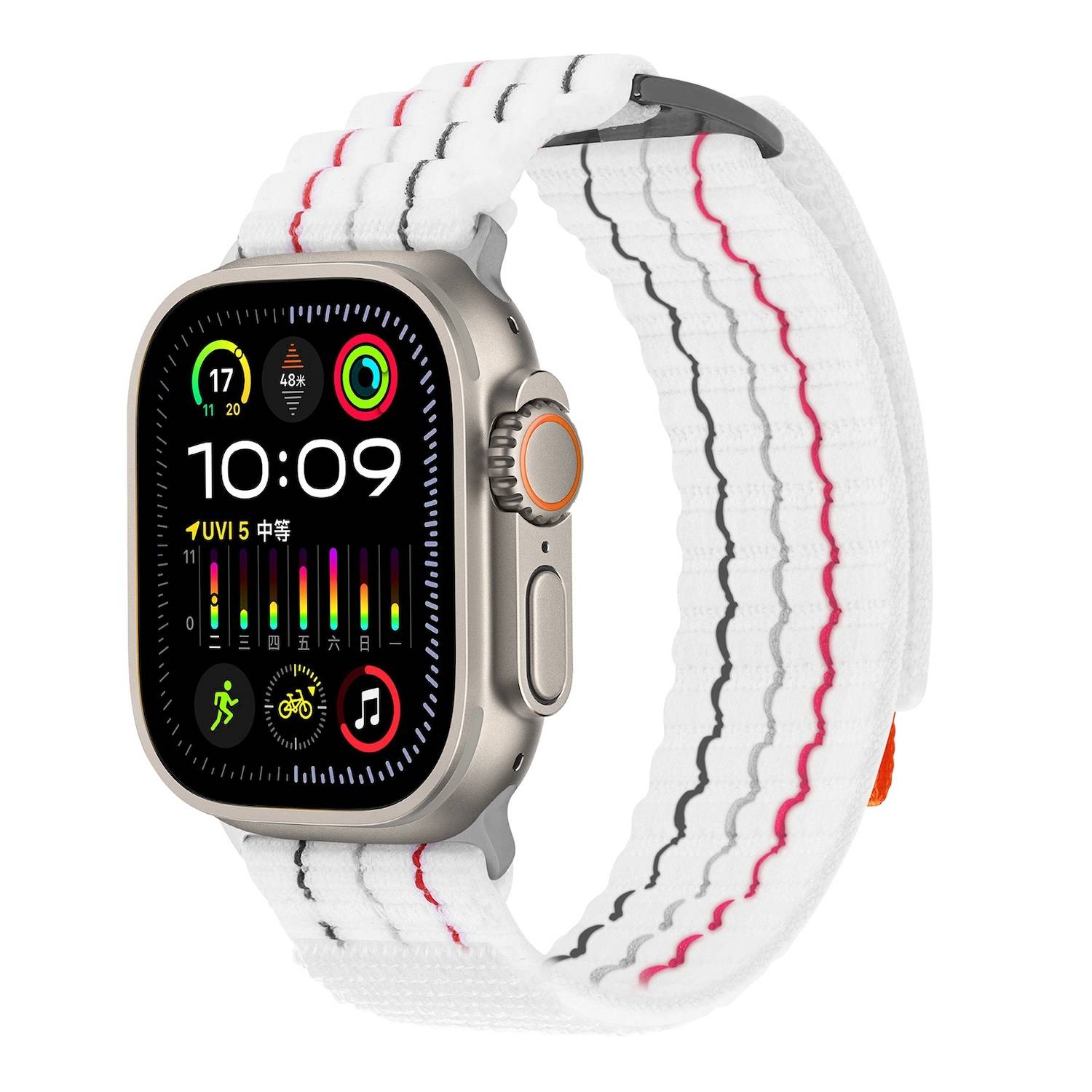 Für Apple Watch Series 10 42mm / 9 8 7 41 / 6 SE 5 4 40mm Zweiteiliges Nylonarmband mit Klettverschluss Weiß
