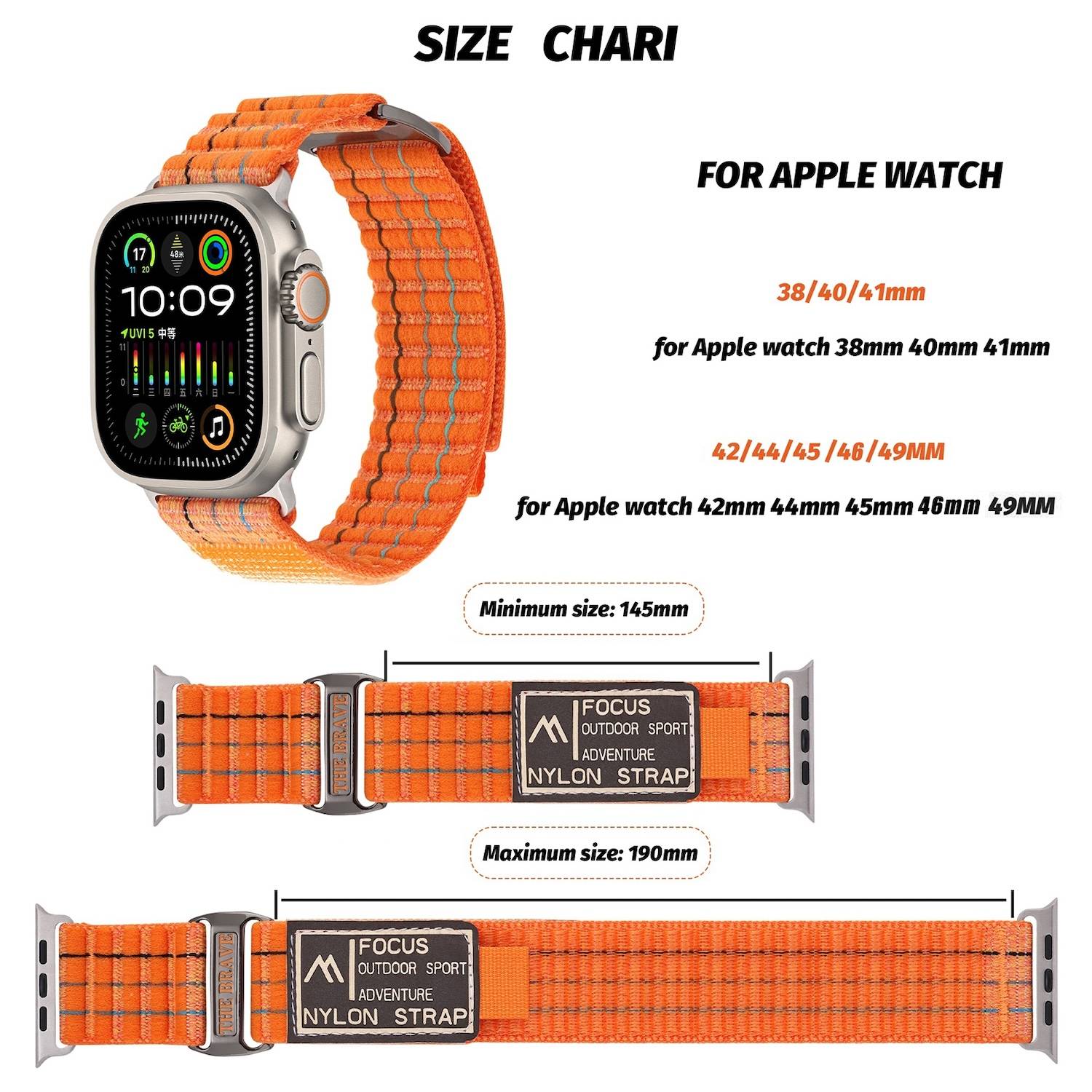 Für Apple Watch Series 10 42mm / 9 8 7 41 / 6 SE 5 4 40mm Band Orange