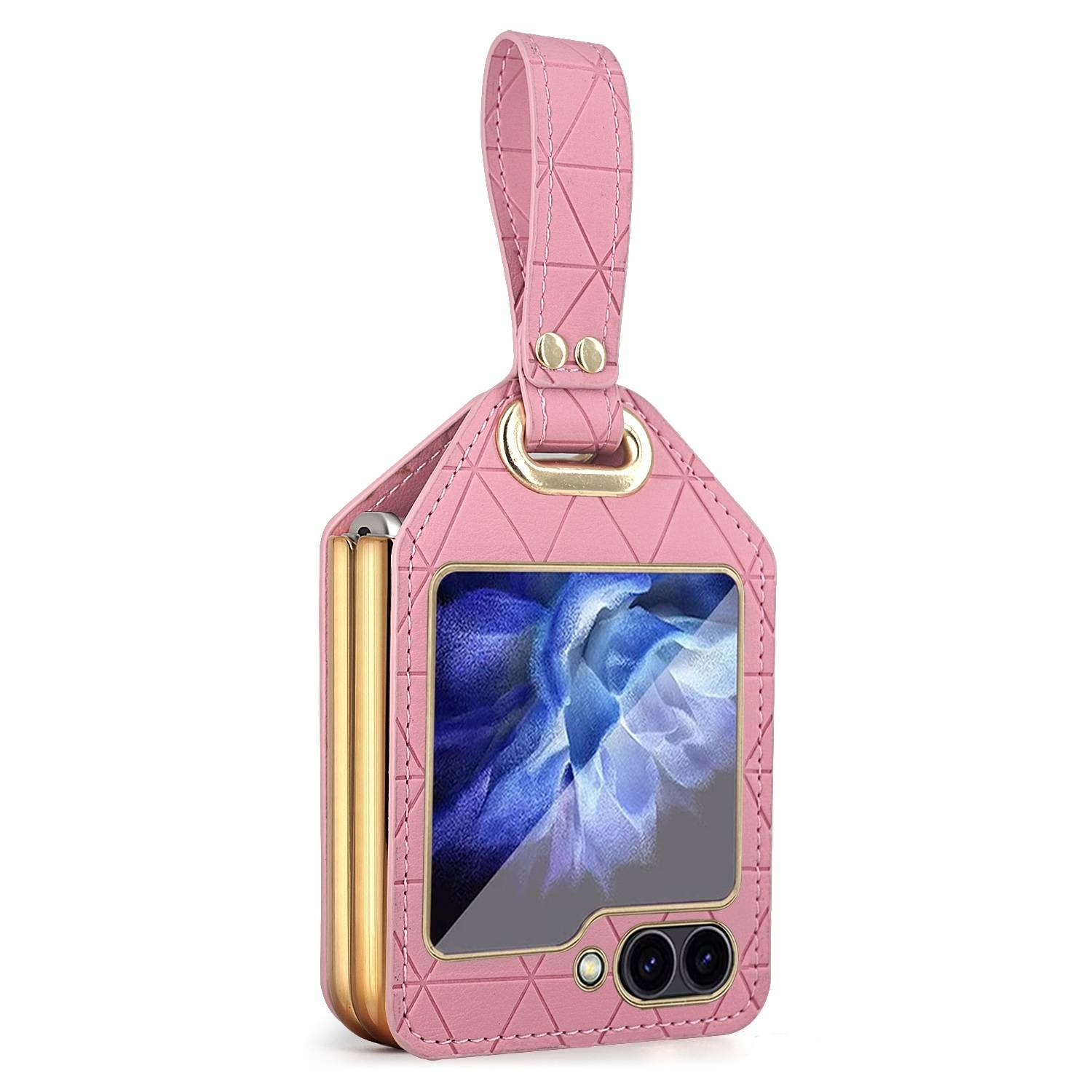 Für Samsung Galaxy Z Flip6 Electroplating Hybrid Hülle Armband Rosa