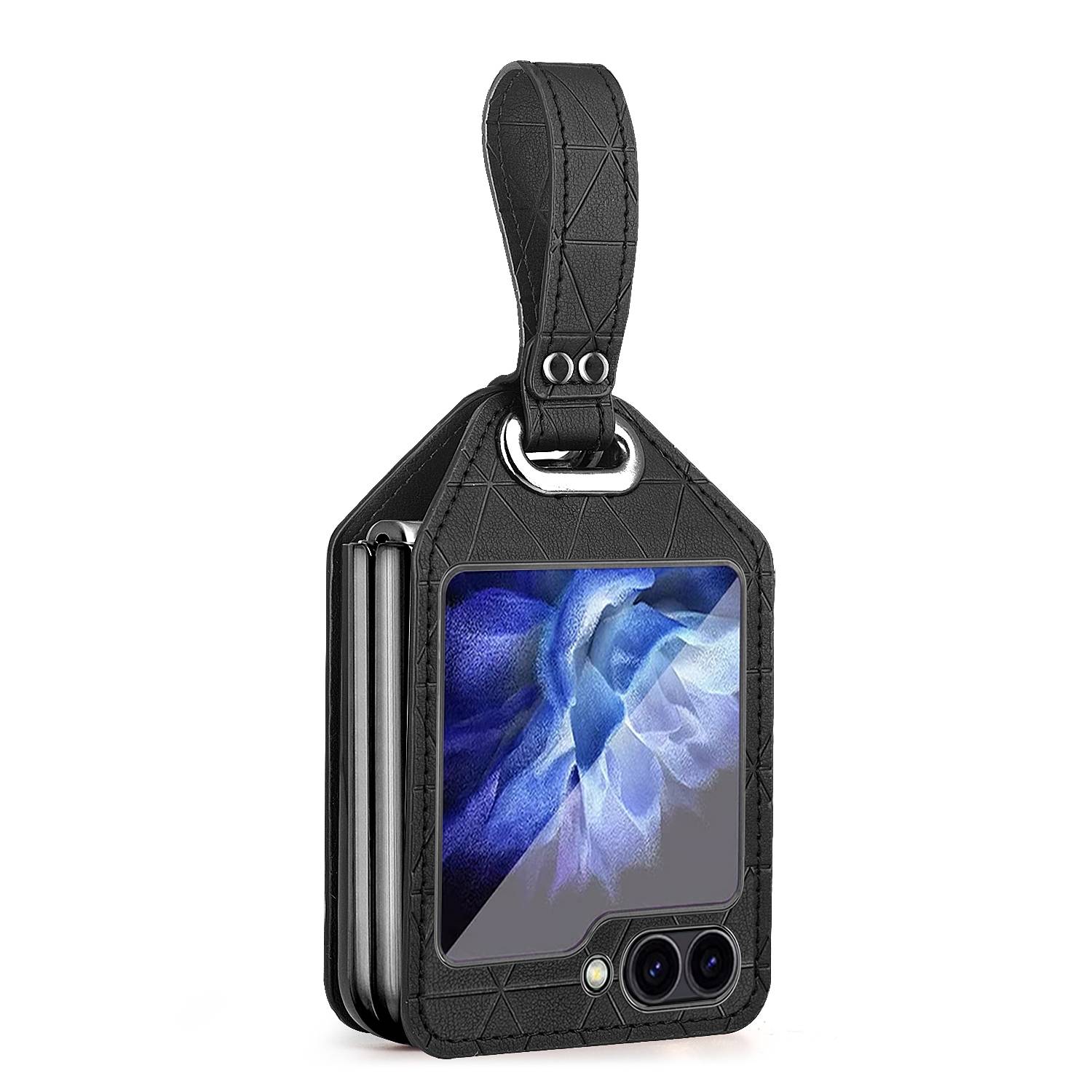 Für Samsung Galaxy Z Flip6 Electroplating Hybrid Hülle Armband Schwarz
