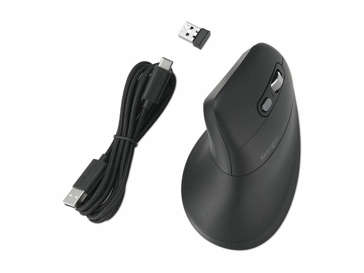 Kensington Pro Fit Ergo MY630 EQ - Maus - wiederaufladbar - ergonomisch - 5 Tasten - kabellos - 2.4 GHz, Bluetooth - kabelloser Empfänger (USB)