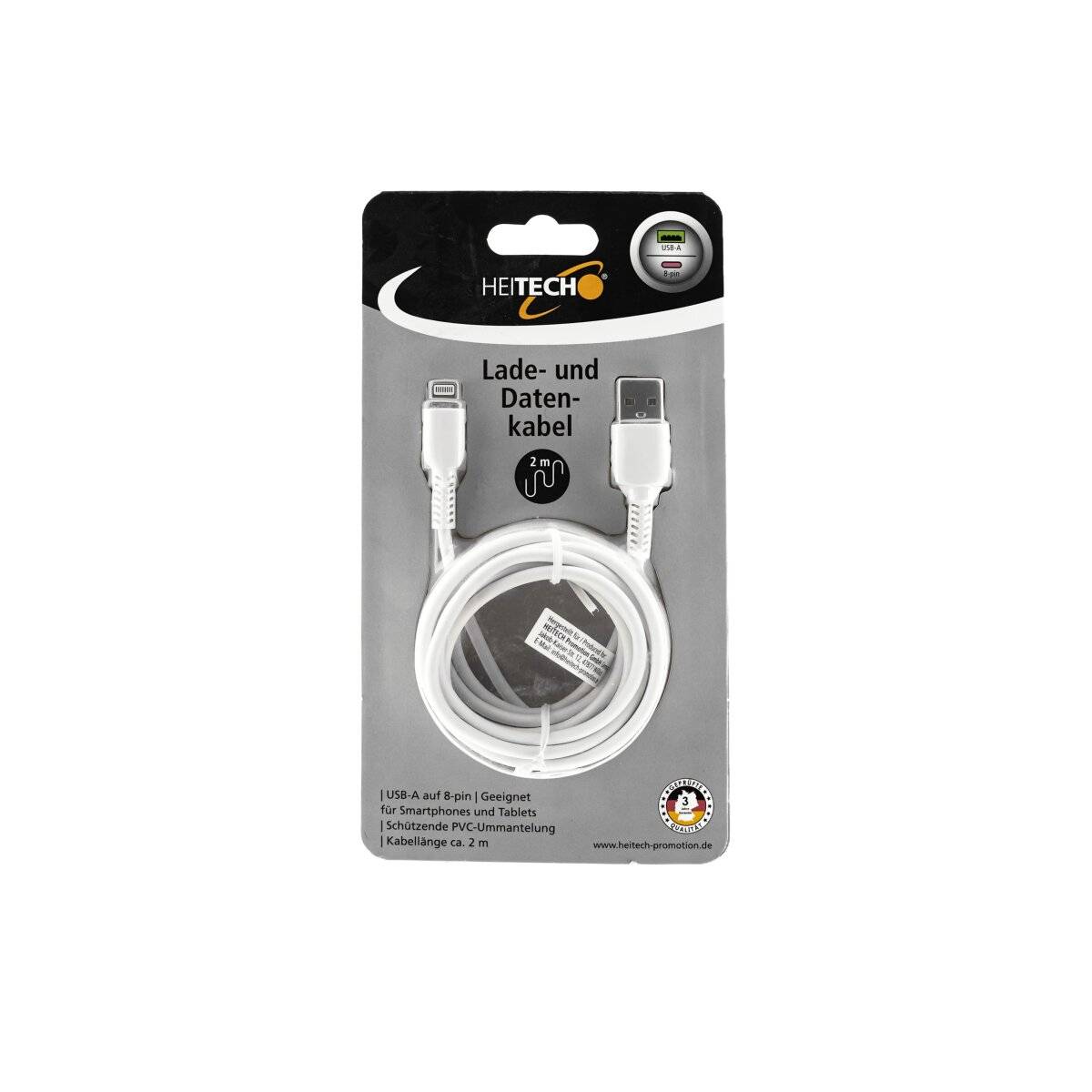 Ladekabel USB A auf 8-pin 2 m weiß