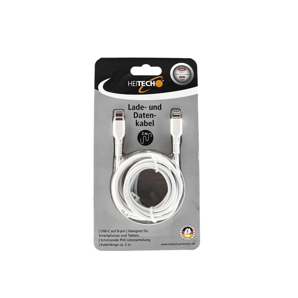Ladekabel USB C auf 8-pin 2 m weiß