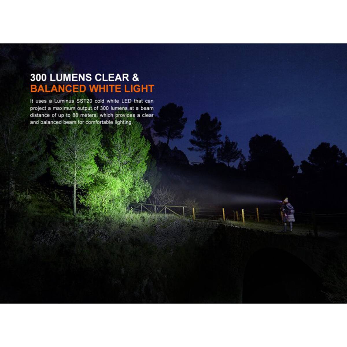 Fenix HM23 V2.0 LED Stirnlampe 300 Lumen - Schwarz/Orange