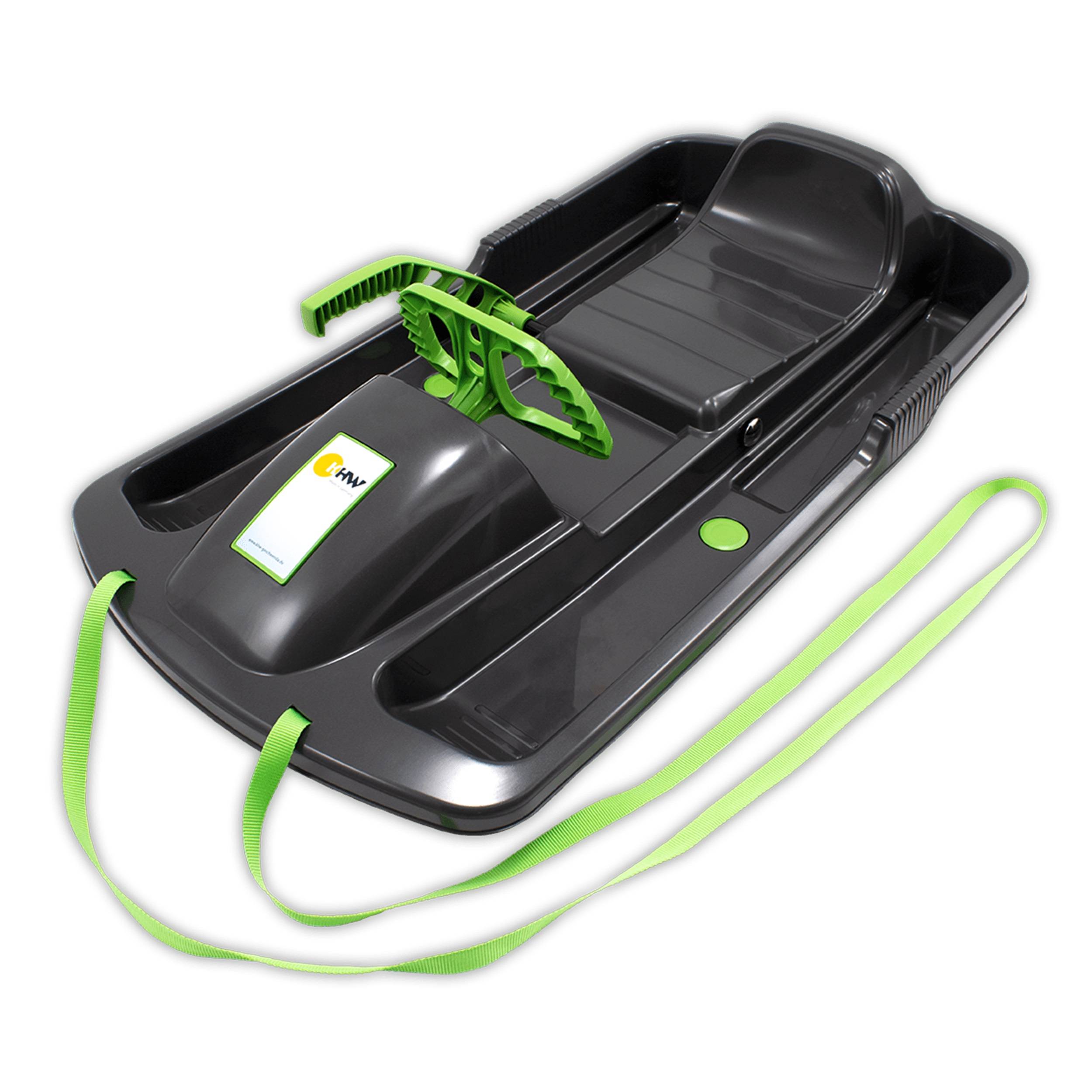 KHW | Lenkschlitten Snow Fox | Anthrazit | TÜV-geprüft | inkl. Zugseil | ausgefeiltes Lenksystem | kälte- und lichtbeständiger Kunststoff | Made