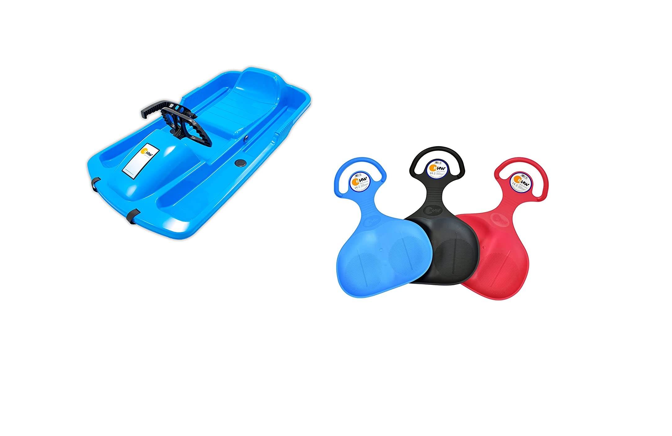 KHW | Snow Fox Lenkschlitten Set | Made in Germany | inkl. Po-Rutscher | farblich Sortiert | Iceblue