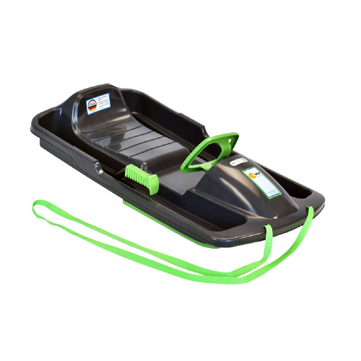 KHW | Snow Fox Schlitten | robuste Bauweise | ergonomischer Sitz | für alle Schneebedingungen | Farbe: Anthrazit | optimaler Komfort | stabiles