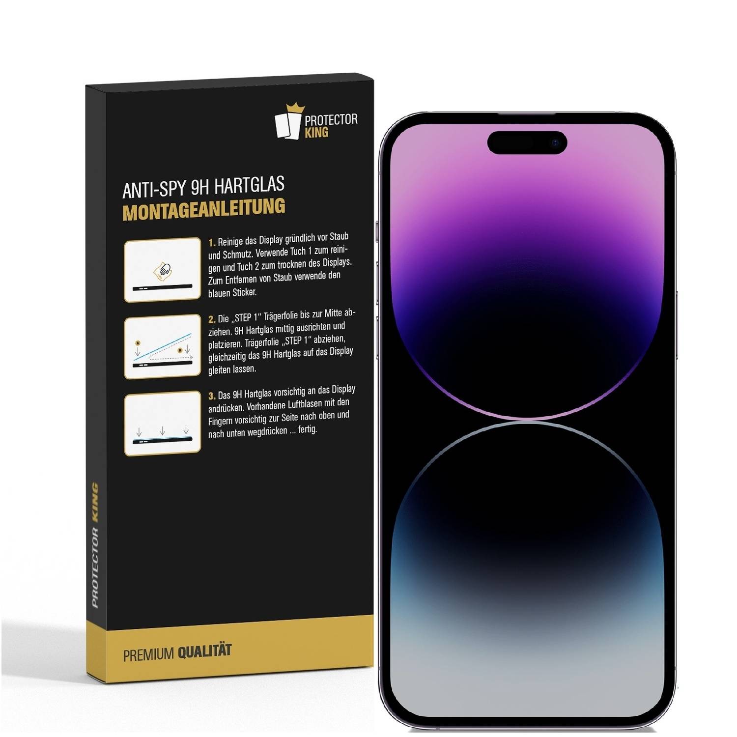 3x Anti-Spy 9H Panzerglas für iPhone 16 Blickschutz Privacy echtes Tempered Glass Panzerfolie Displayschutz Schutzfolie Schutzglas Screen Protector