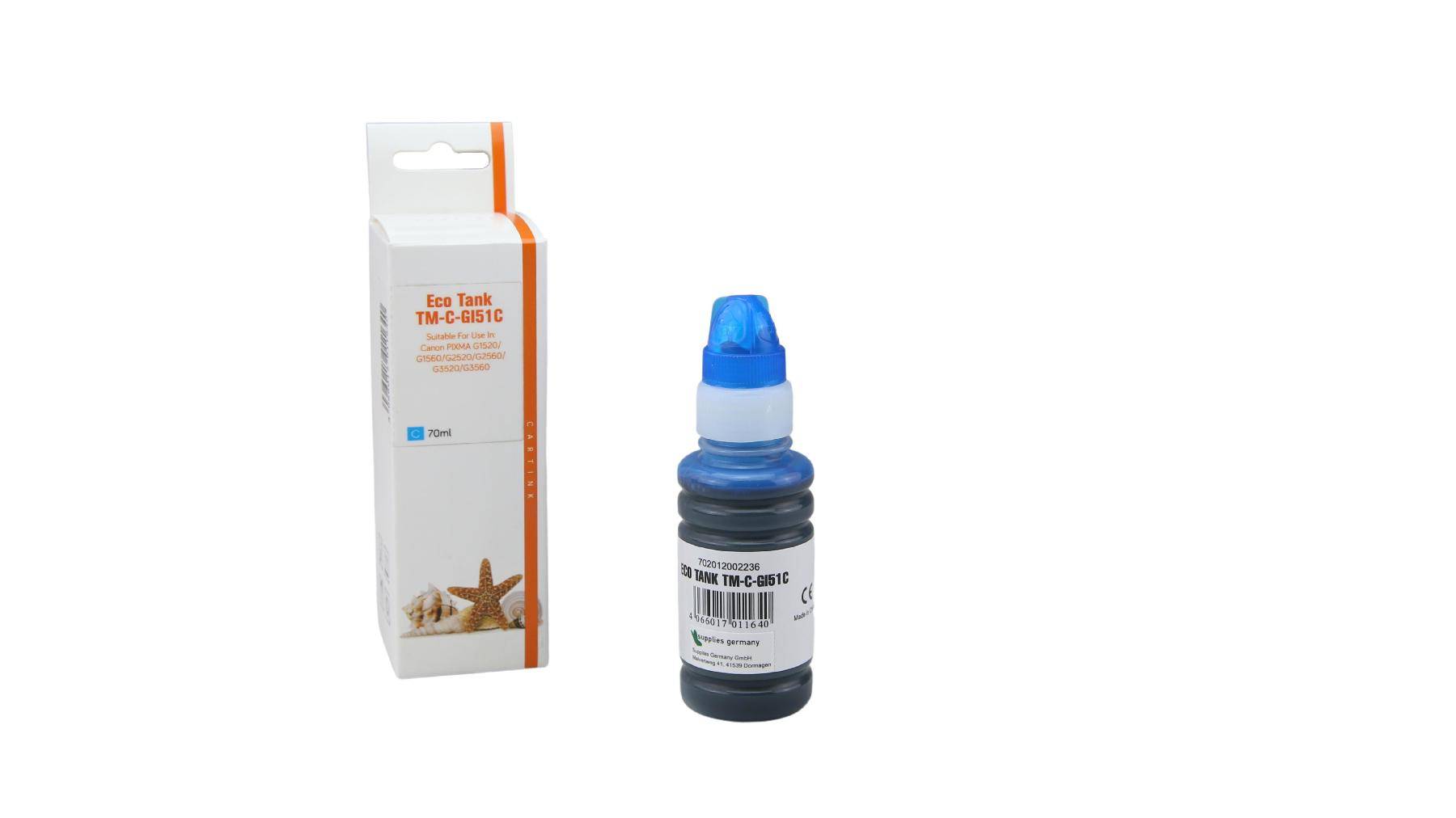 Kompatible Tintennachfuellflaeschchen cyan (4546C001-3) ersetzt GI-51C