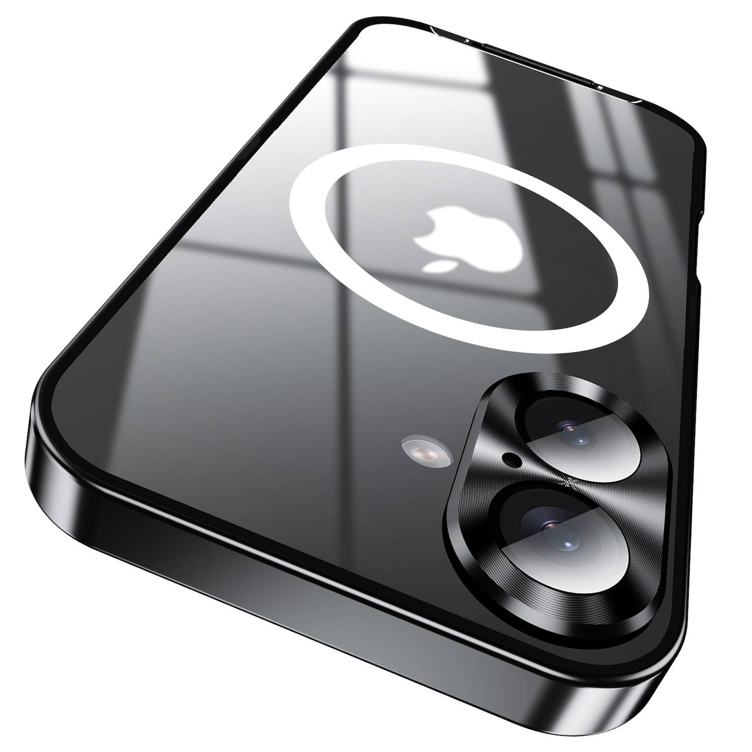Für Apple iPhone 16 Magnetische Magsafe Metall Design Schutz Cover Schwarz