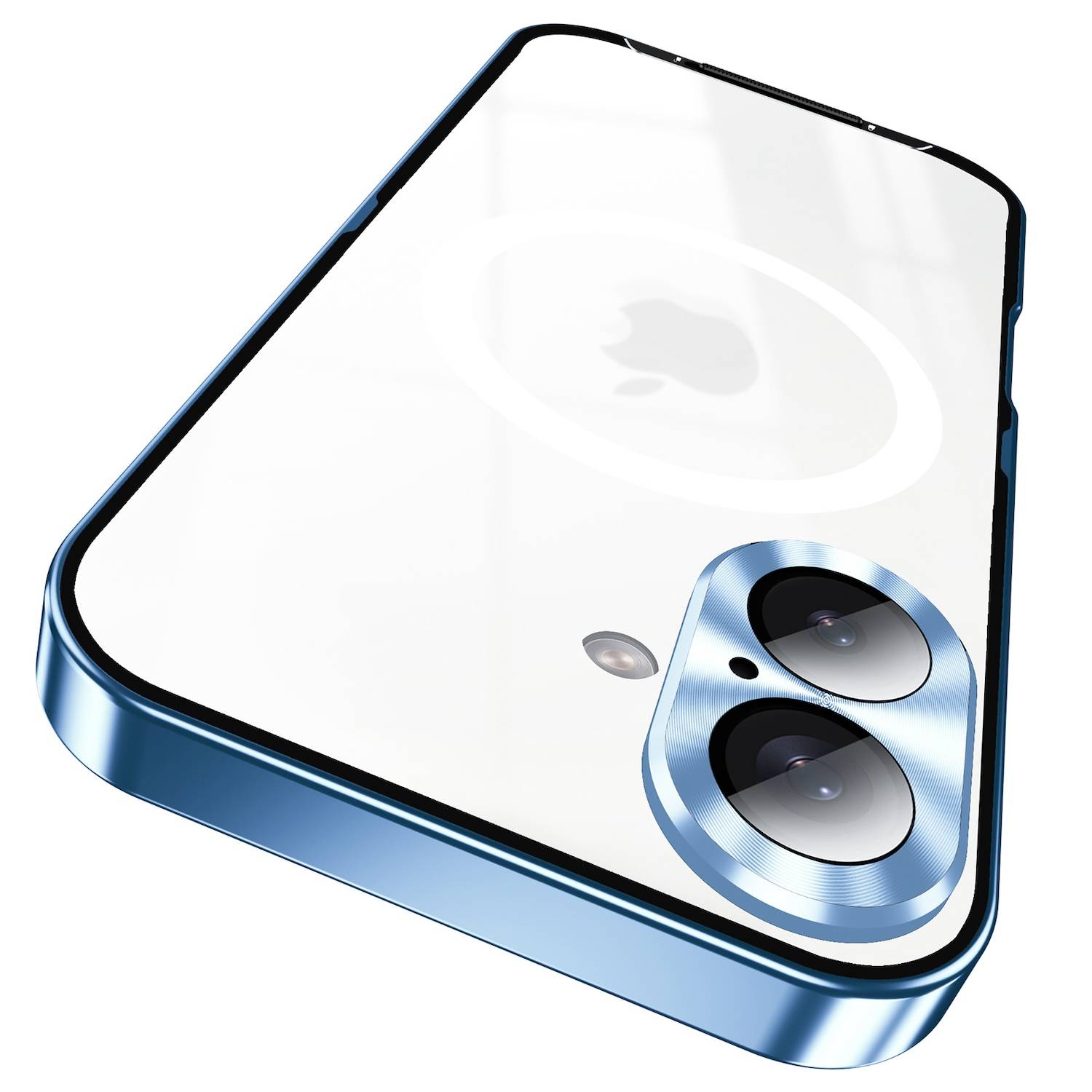 Für Apple iPhone 16 Magnetische Magsafe Metall Design Schutz Hülle Cover Blau