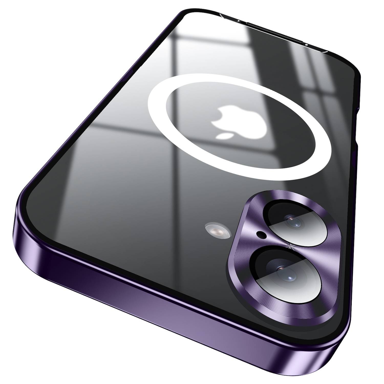 Für Apple iPhone 16 Magnetische Magsafe Metall Design Schutz Cover Hülle Lila