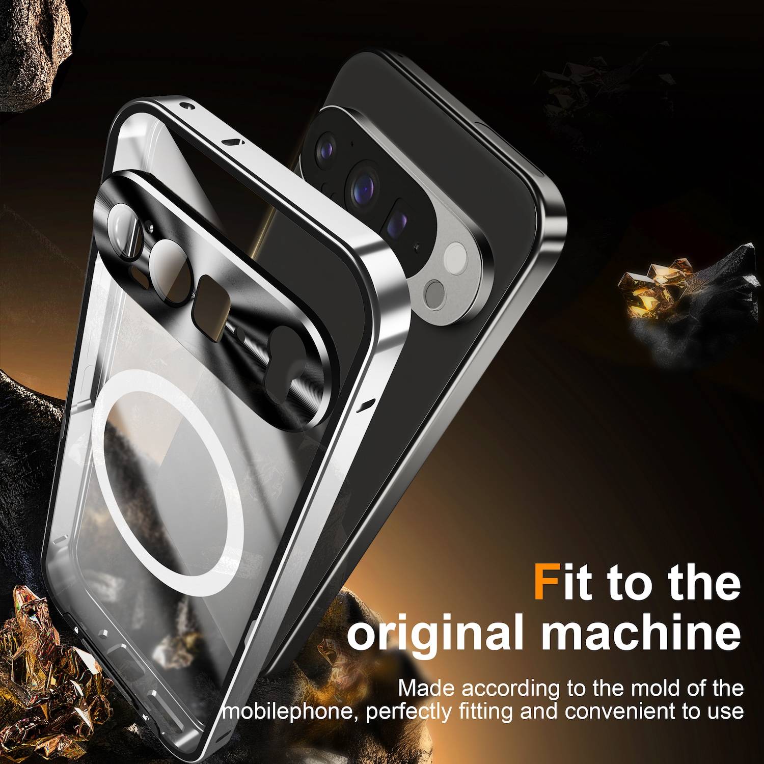 Für Google Pixel 9 Pro XL Magsafe Metall Schutz Tasche Hülle Silber