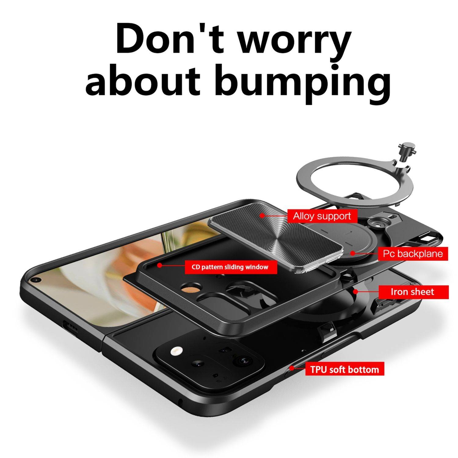 Für Google Pixel 9 Pro Fold CD Textur Sliding Kamera TPU / PC Schutz Hülle Ring Halterung Blau