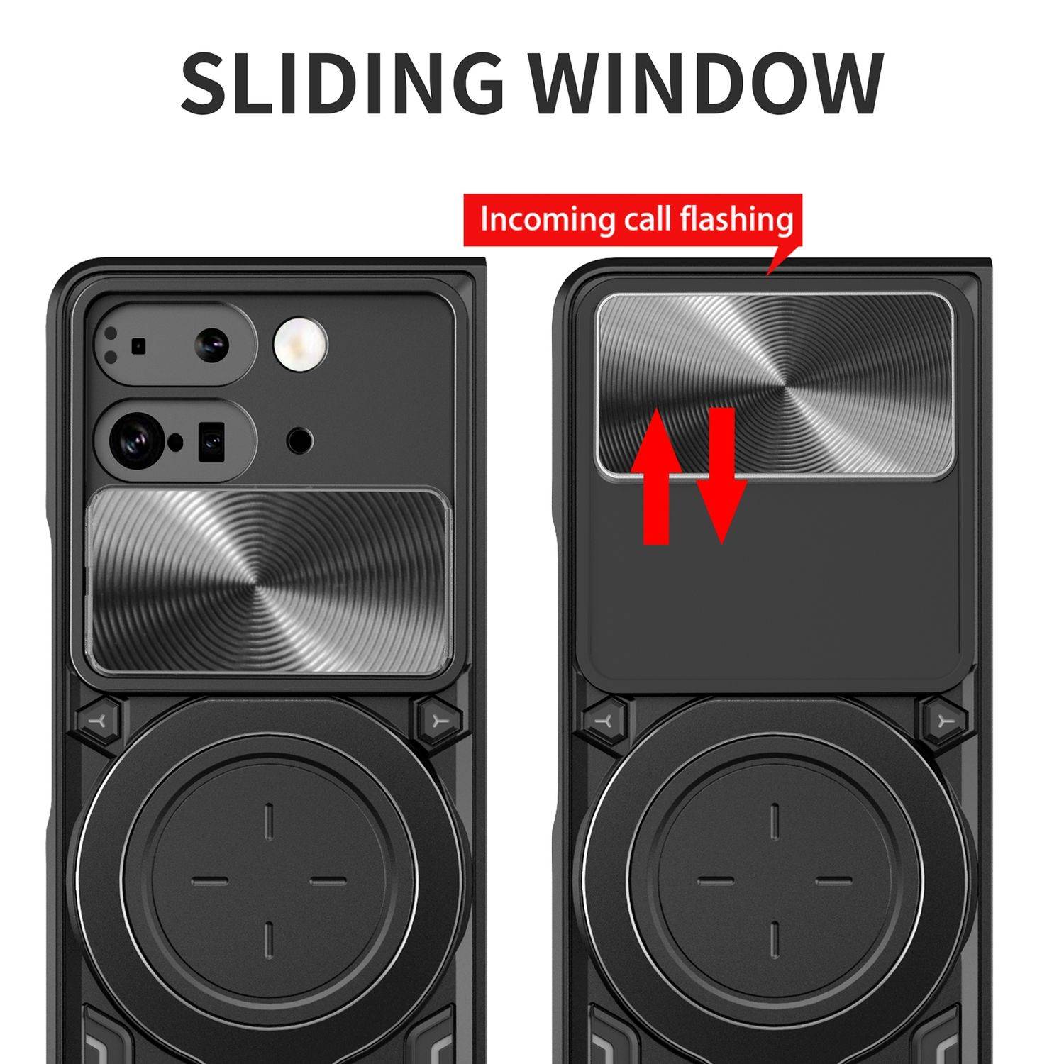 Für Google Pixel 9 Pro Fold CD Textur Sliding Kamera TPU / PC Schutz Hülle Ring Halterung Rosa