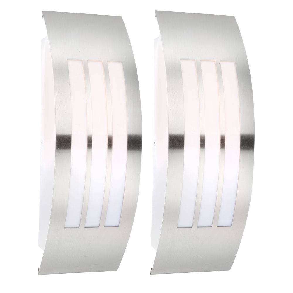 Außenwandlampe Haustürleuchte Edelstahl Terrassenleuchte Fassadenlampe LED Gartenleuchte, 9W 810lm warmweiß, BxH 10 x 32 cm, 2er Set