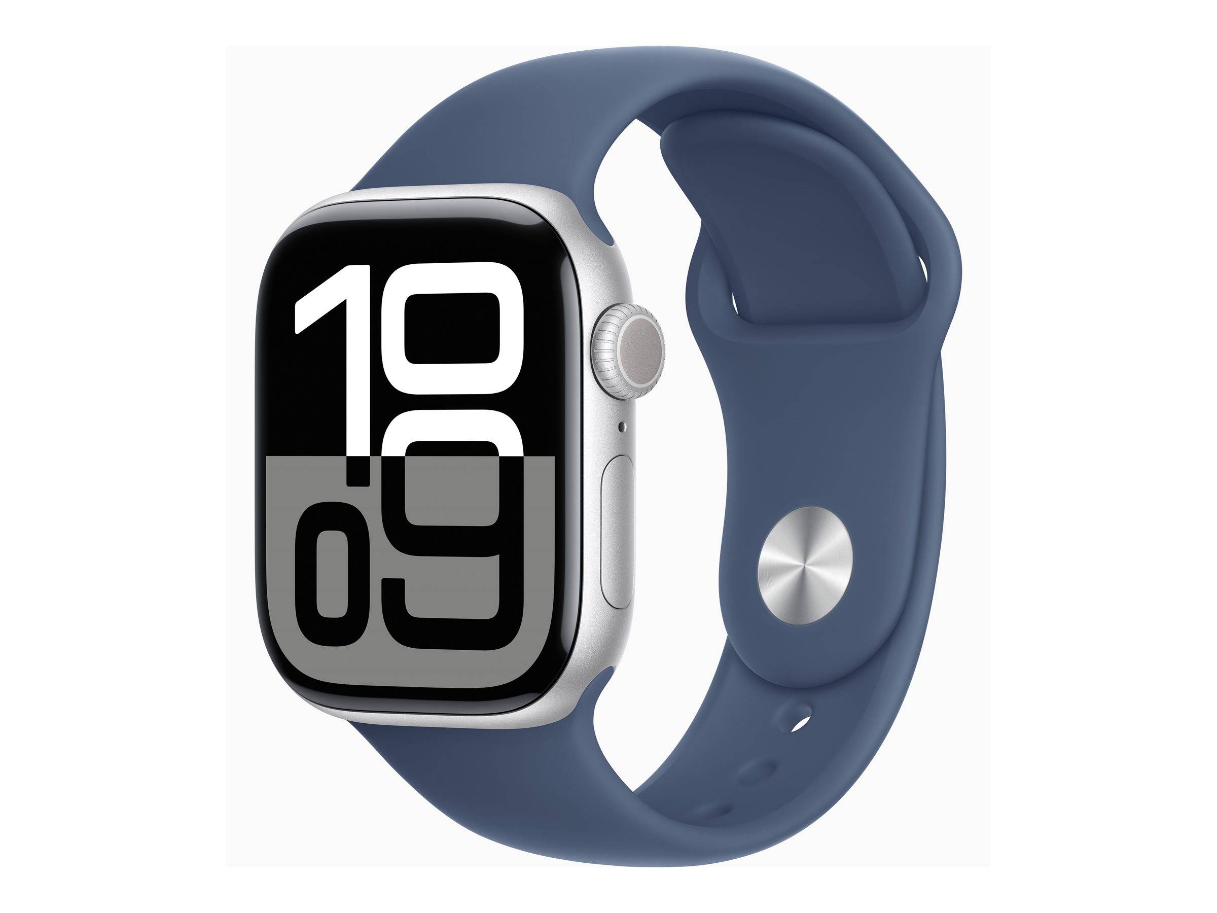 Apple Watch S10 (2024) Aluminium Cellular 42mm silber (Sportarmband denim) M/L