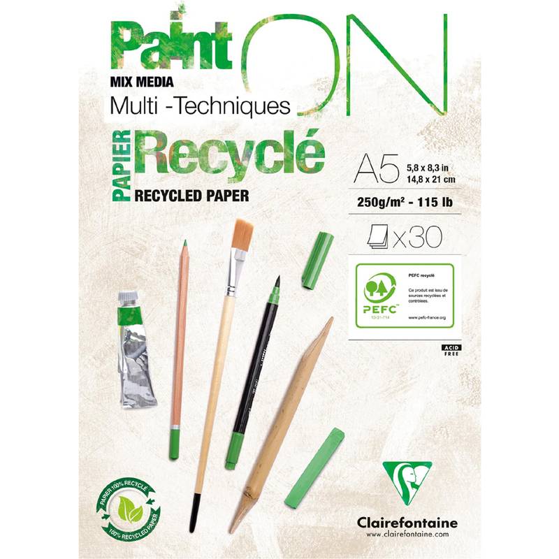 Clairefontaine Zeichenpapierblock PAINT'ON Recyclé, DIN A5