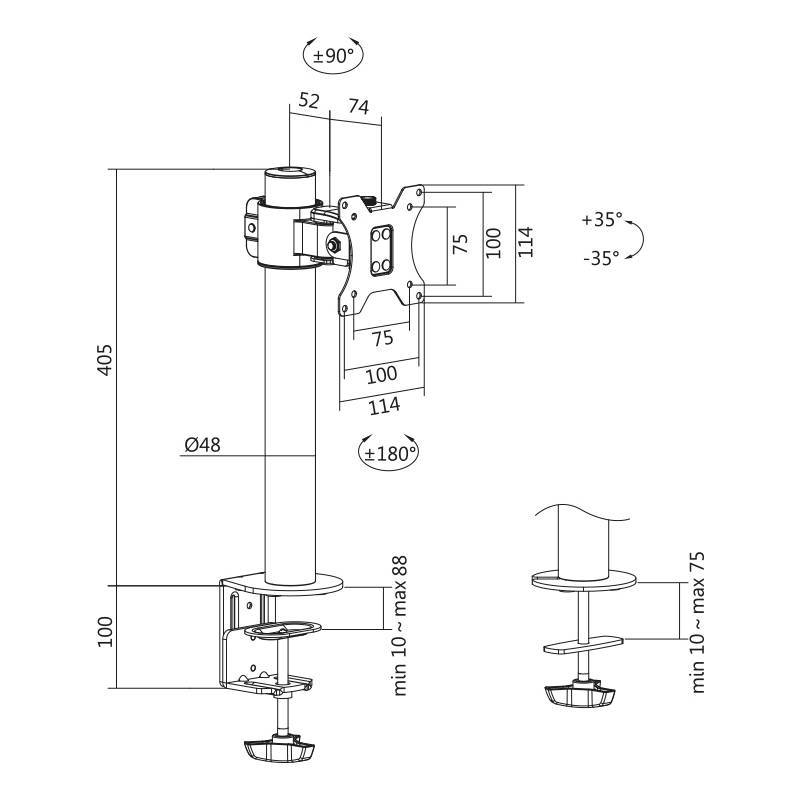 Logilink TIS 17-32 1TFT 9KG schwarz Multimedia-Technik Tischhalter für Monitor