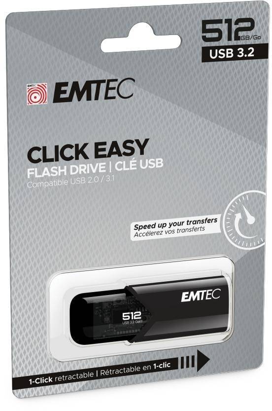Emtec USB3.2 Click Easy B110 512GB Black Eingabe / Ausgabe USB-Stick