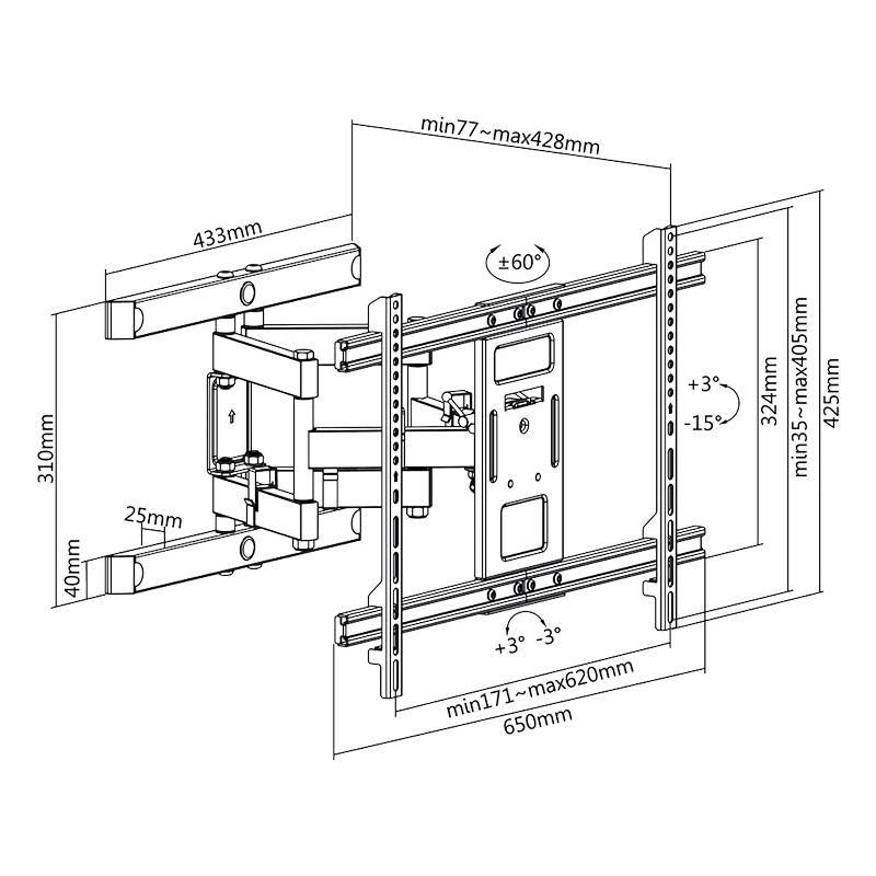 Logilink TV-Wandhalterung neigbar/schwenkbar/drehbar 37-80 Multimedia-Technik Wandhalterung