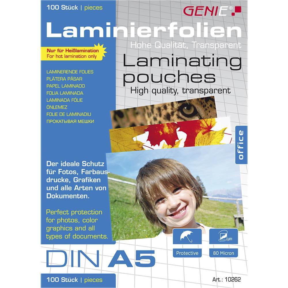 GENIE Laminiertaschen 100 A5 - Folien Multimedia-Technik Laminierfolien