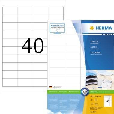 HERMA Etik. Premium A4 weiß 48,5x25,4 mm Papier 4000 St. Multimedia-Technik Etiketten