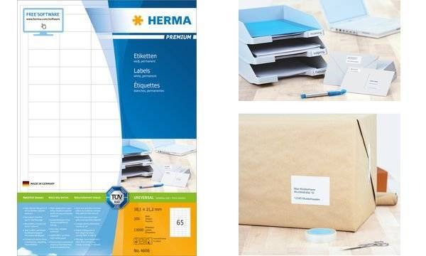 HERMA Etiketten A4 weiß 52,5x29,7 mm Papier matt 8000 St. Multimedia-Technik