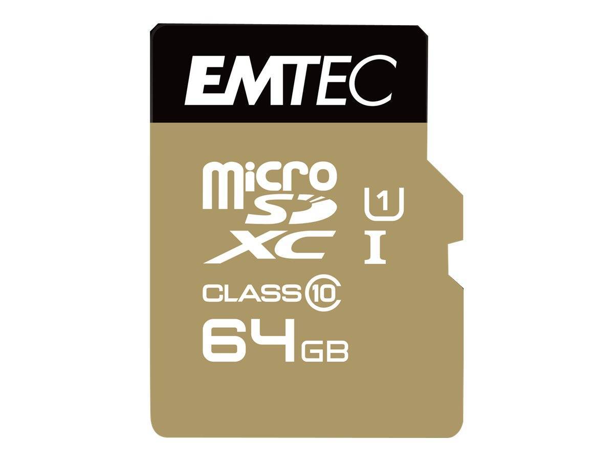 Emtec mSD 64GB UHS-I U1 EliteGold + Adapter Multimedia-Technik Micro SD Karten