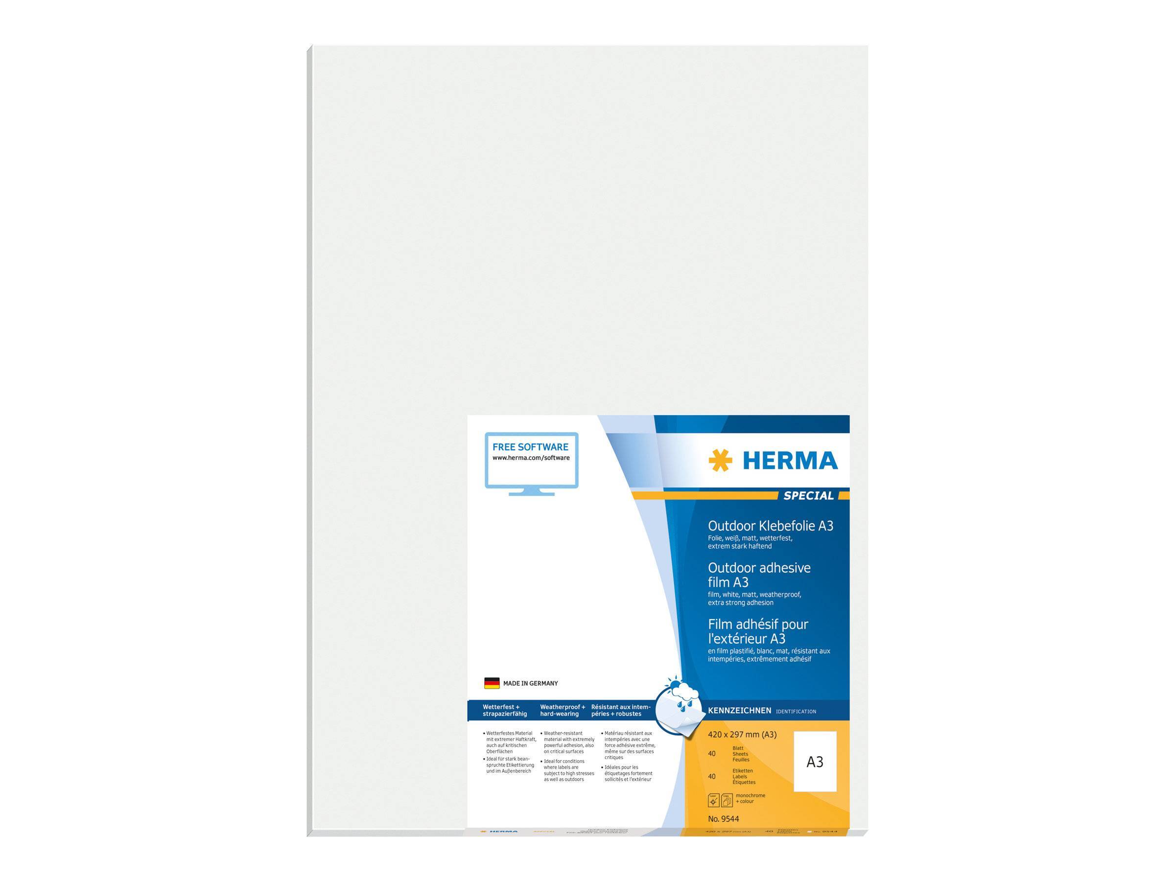 HERMA Etik. A3 Outdoor Klebefolie weiß 297x420 mm 40 St Multimedia-Technik Etiketten