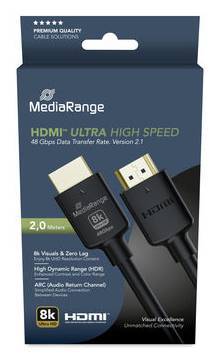 MediaRange HDMI Ultra High Speed Ethernet Kabel 48Gibt/s 2m Multimedia-Technik HDMI-Kabel